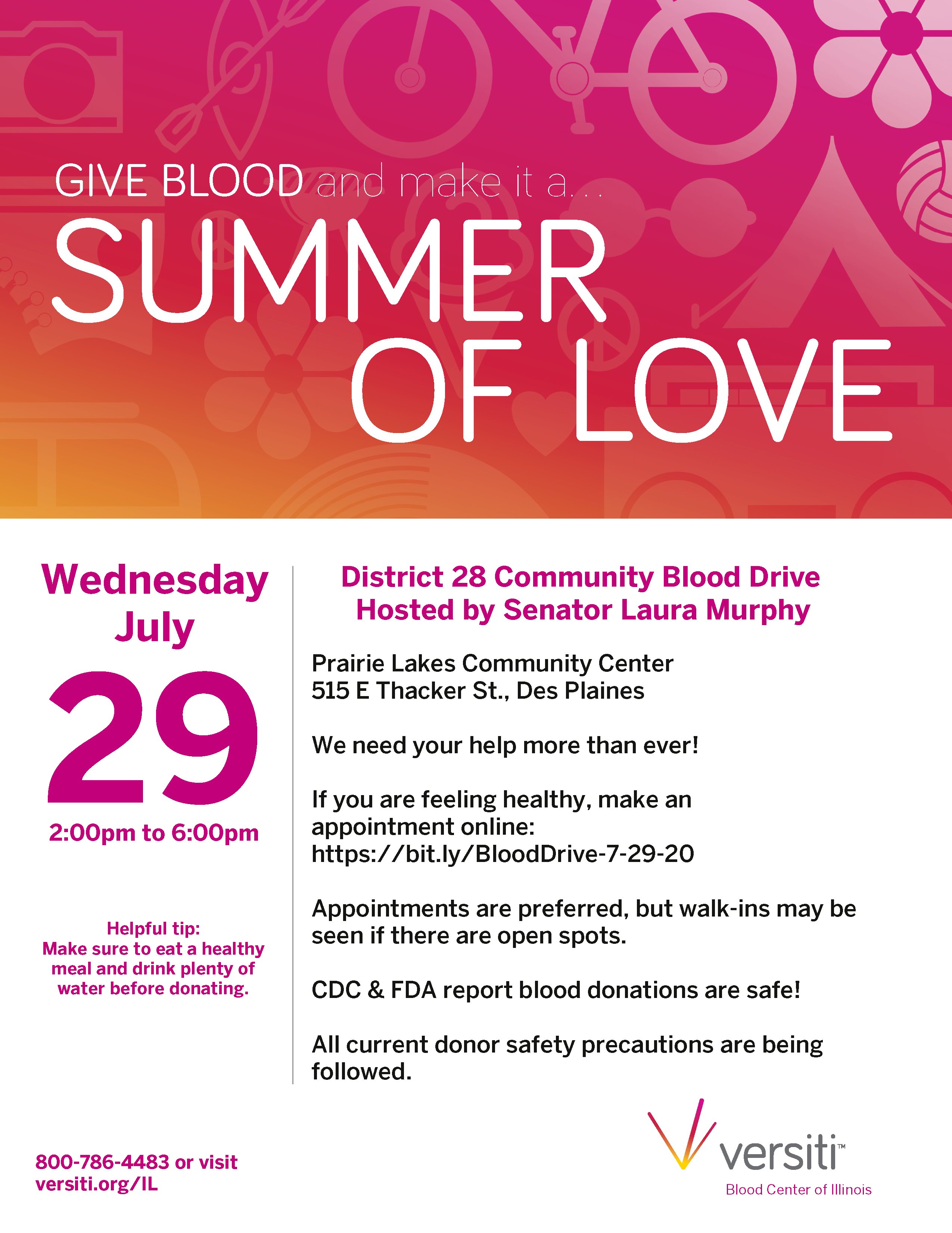 Blood drive flyer July 29