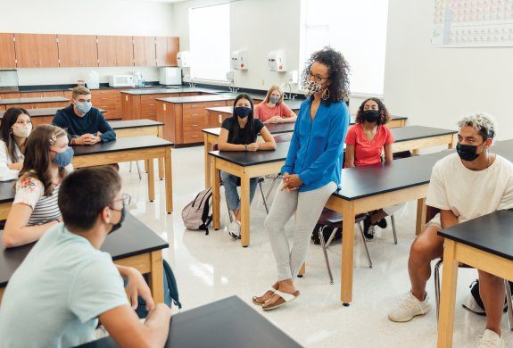 High school students masked